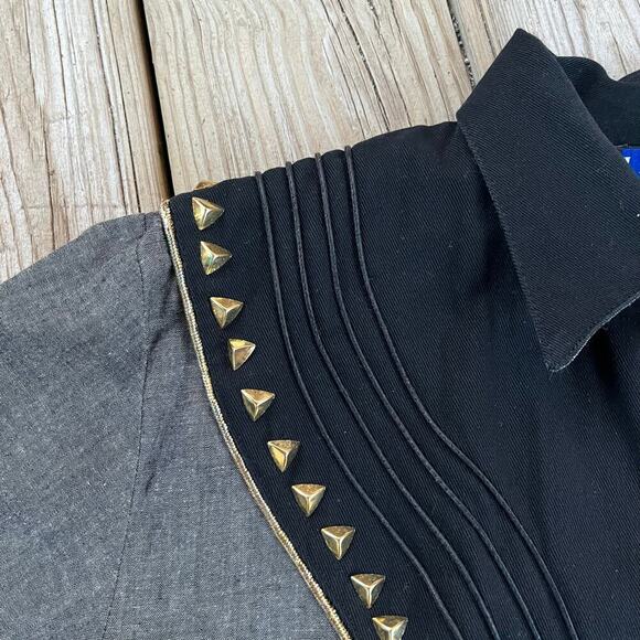 IB Diffusion Women's Vintage Western Shirt Grey And Black Size 8 - Picture 5 of 9